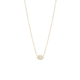 14K Gold Small Marquise Opal Cluster Necklace with Surround of White Diamonds
