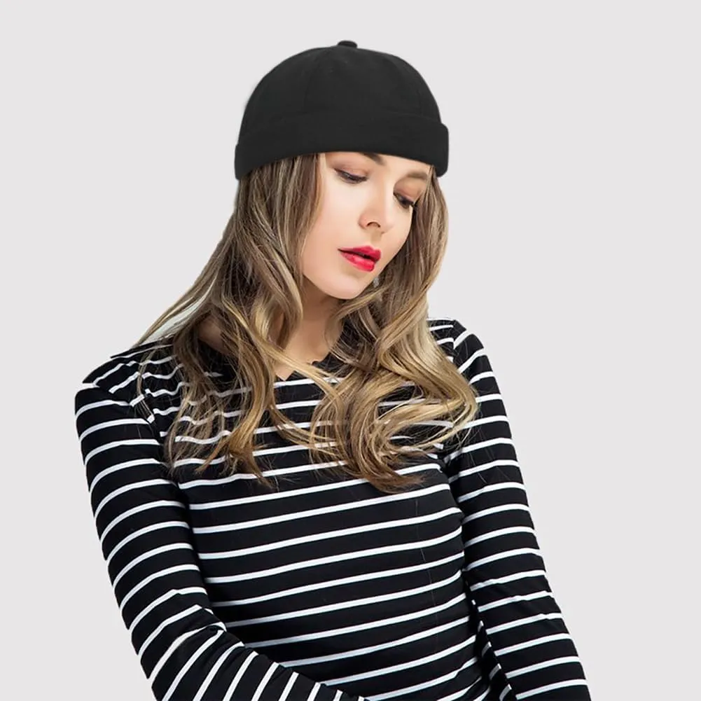 3 Pack Mens Brimless Skullcap Sailor Docker Cap Rolled Cuff Retro Beanie Hat