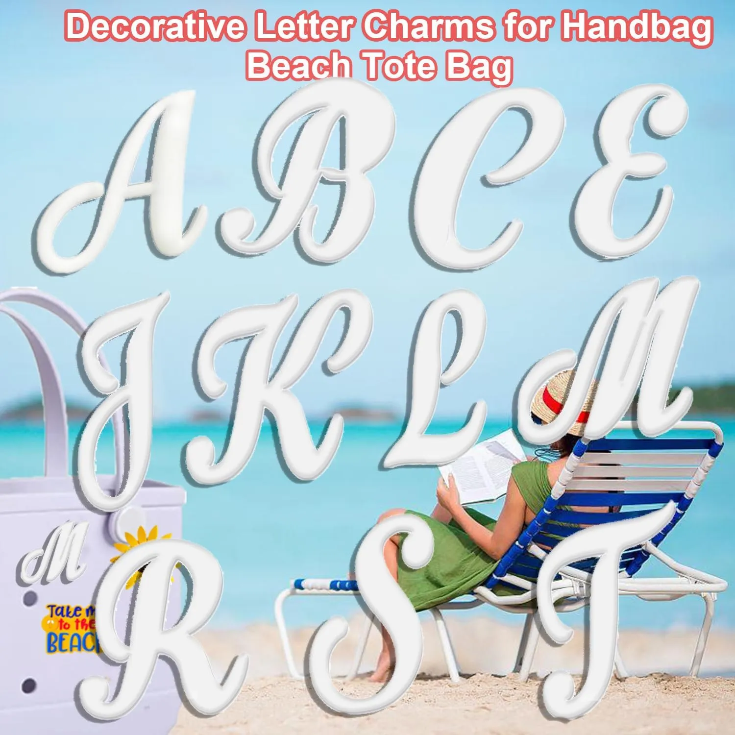 6pcs Letter Charms for Bogg Bag Accessories, Alphabet Lettering Bag Charms Compatible with Bogg Bag Original All Models,Insert Decorative Letter for Handbag Beach Tote Bag