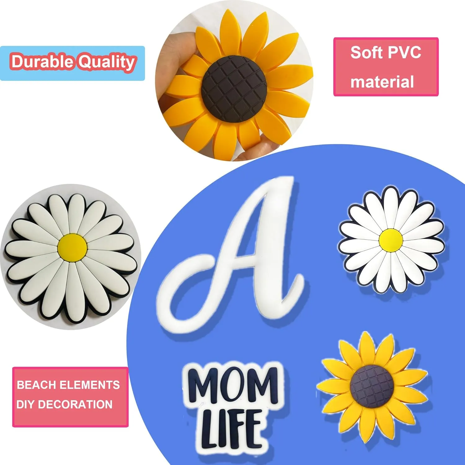 6pcs Letter Charms for Bogg Bag Accessories, Alphabet Lettering Bag Charms Compatible with Bogg Bag Original All Models,Insert Decorative Letter for Handbag Beach Tote Bag