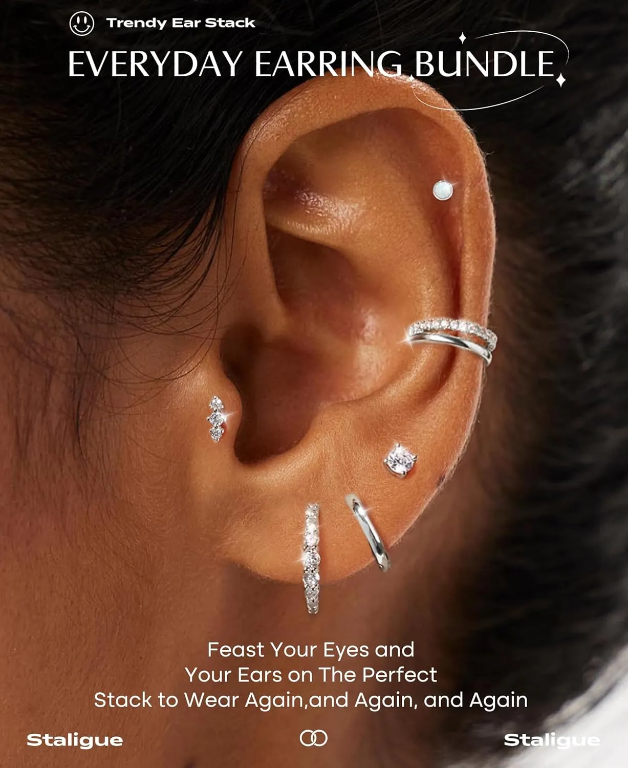 7 Pairs Gold Earrings Set for Women Trendy,Hypoallergenic Surgical Steel Flat Back Cartilage Earring Sets for Multiple Piercing,Lightweight Small Silver Gold Ear Cuff Huggie Hoop Stud Earrings Stacks