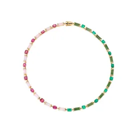 80 Years Sofia Necklace - Jade and Pink Opal
