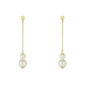 9kt Gold Double Pearl Drop Earrings