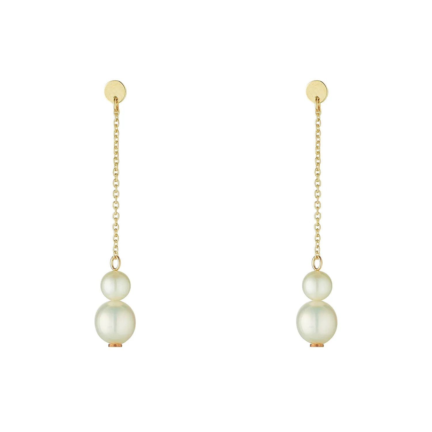 9kt Gold Double Pearl Drop Earrings