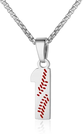 AIAINAGI Baseball Number Necklace - Stainless Steel Chain Pendant for Men Athletes 00-99 Jersey Number Gift