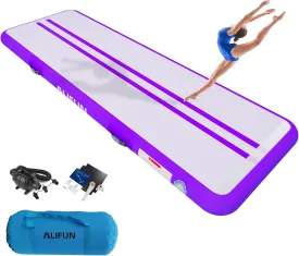 ALIFUN Inflatable Gymnastics Tumbling Track Mat Air Training Mat 6.6-20ft Non Slip for Home/Gym/Yoga with Pump