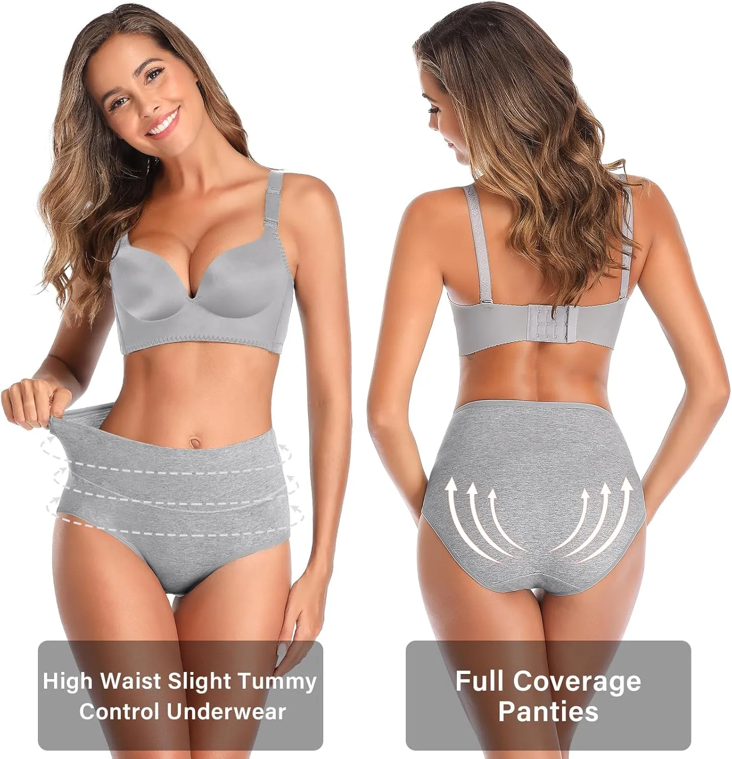 Annenmy High Waisted Womens Underwear Cotton Underwear Full Coverage Briefs Stretch Breathable Ladies Panties 5 Pack