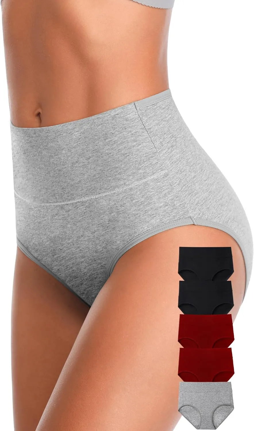 Annenmy High Waisted Womens Underwear Cotton Underwear Full Coverage Briefs Stretch Breathable Ladies Panties 5 Pack