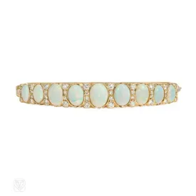 Antique opal and diamond half hoop bracelet