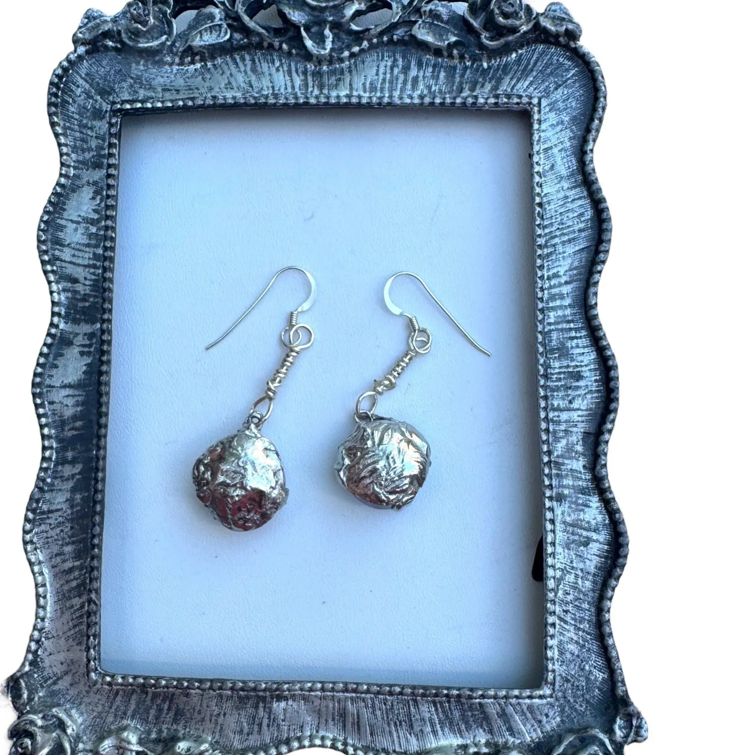 Artisan Crafted Aurora Borealis Crystal Dangle Earrings W Silver Blend Metalwork