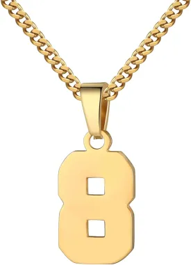 Athletes Jersey Number Necklace 0-99 for Men - Stainless Steel Chain 22 2 Inch Personalized Charm Pendant - Inspirational Basketball Baseball Football Jewelry Gift