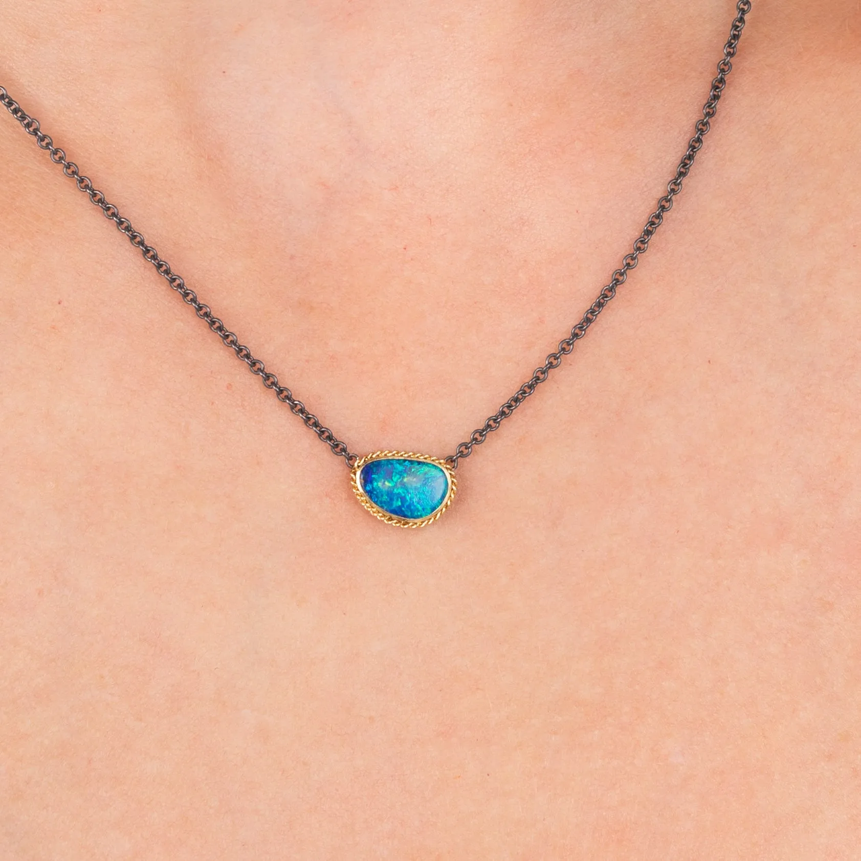 Australian Opal Oceanic Contrast Necklace