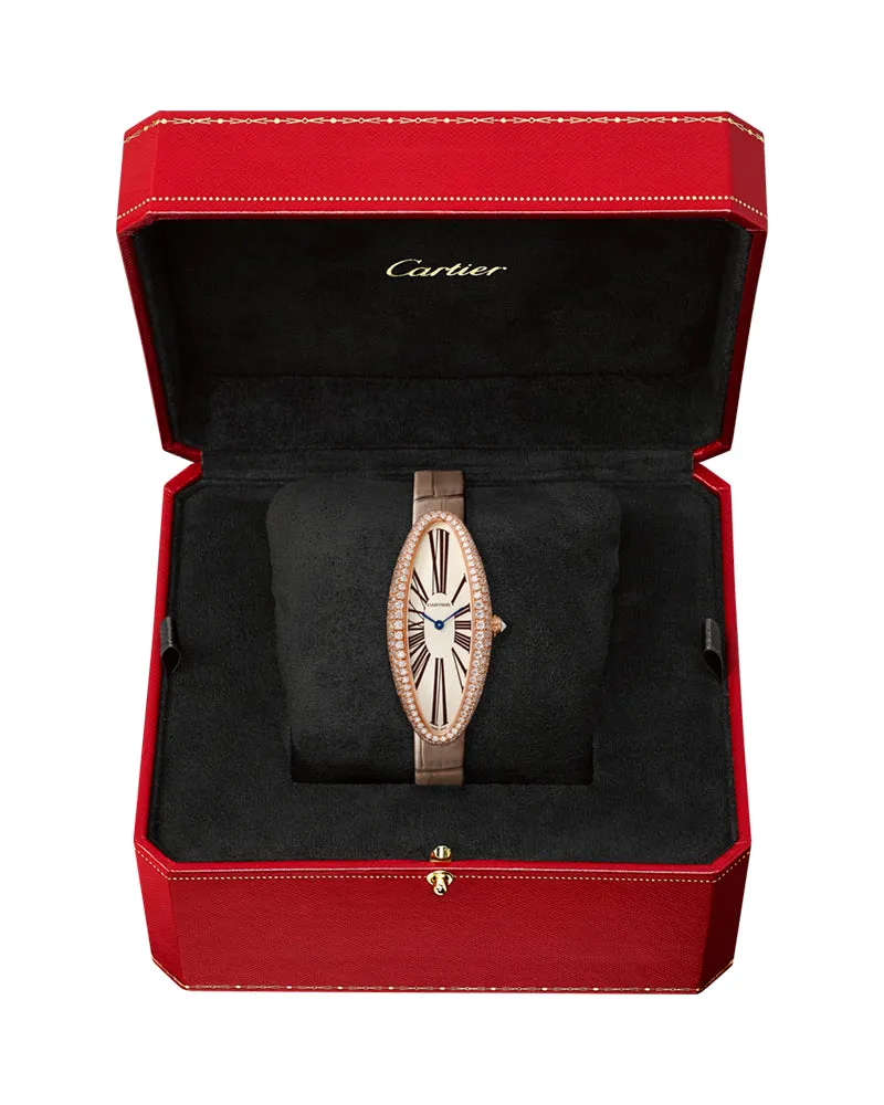 BAIGNOIRE ALLONGEE WATCH, MEDIUM MODEL, ROSE GOLD, DIAMONDS