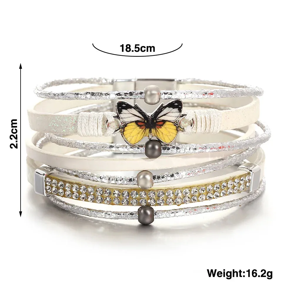 'Butterfly' Charm Cuff Bracelet - rose gold