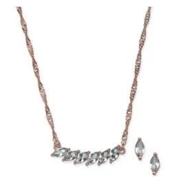 Charter Club Women's Yellowstone Crystal Bar Necklace and Earrings Set