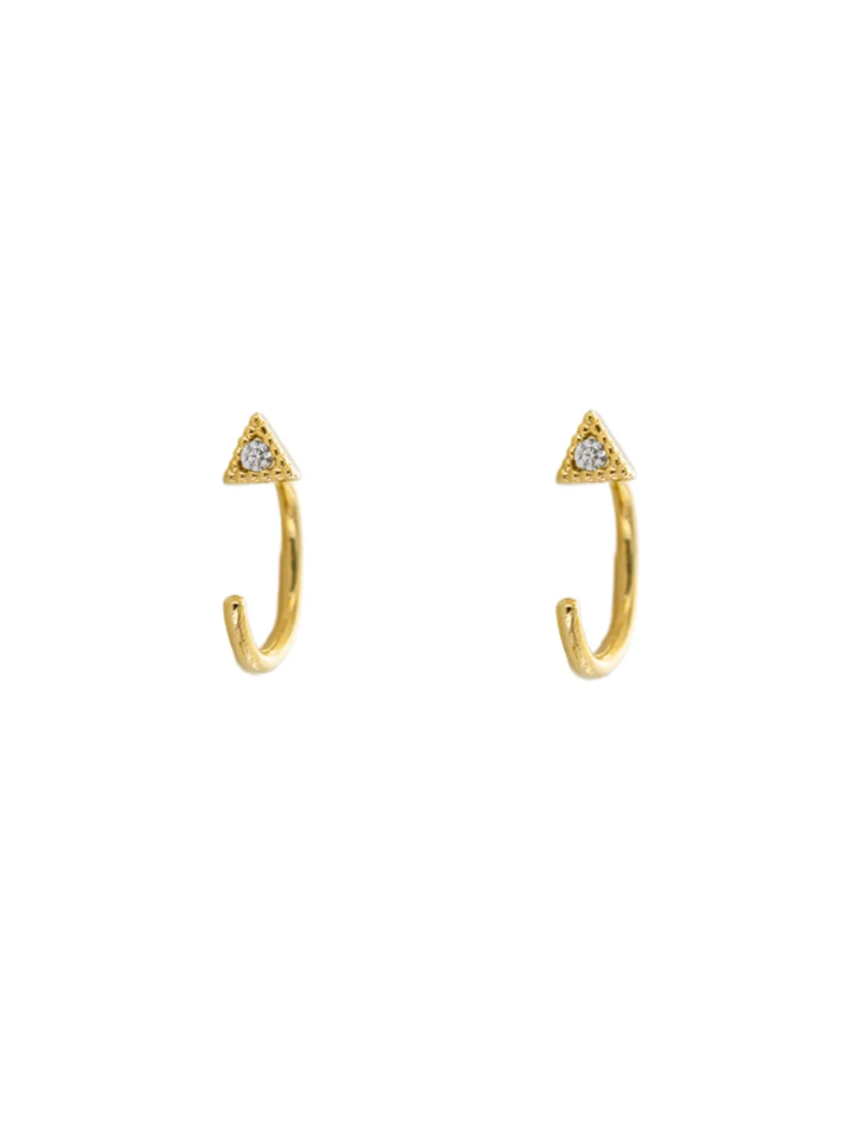 CZ Triangle Curved Earrings