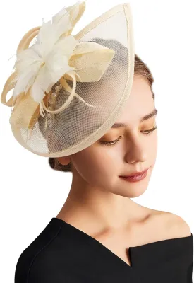 DRESHOW Women Fascinator Hats Tea Party Hat Vintage Pillbox Hat Headband for Cocktail