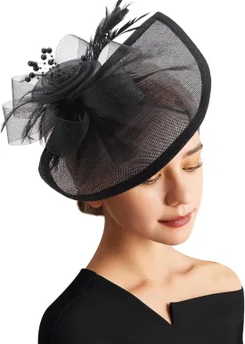 DRESHOW Women Fascinator Hats Tea Party Hat Vintage Pillbox Hat Headband for Cocktail