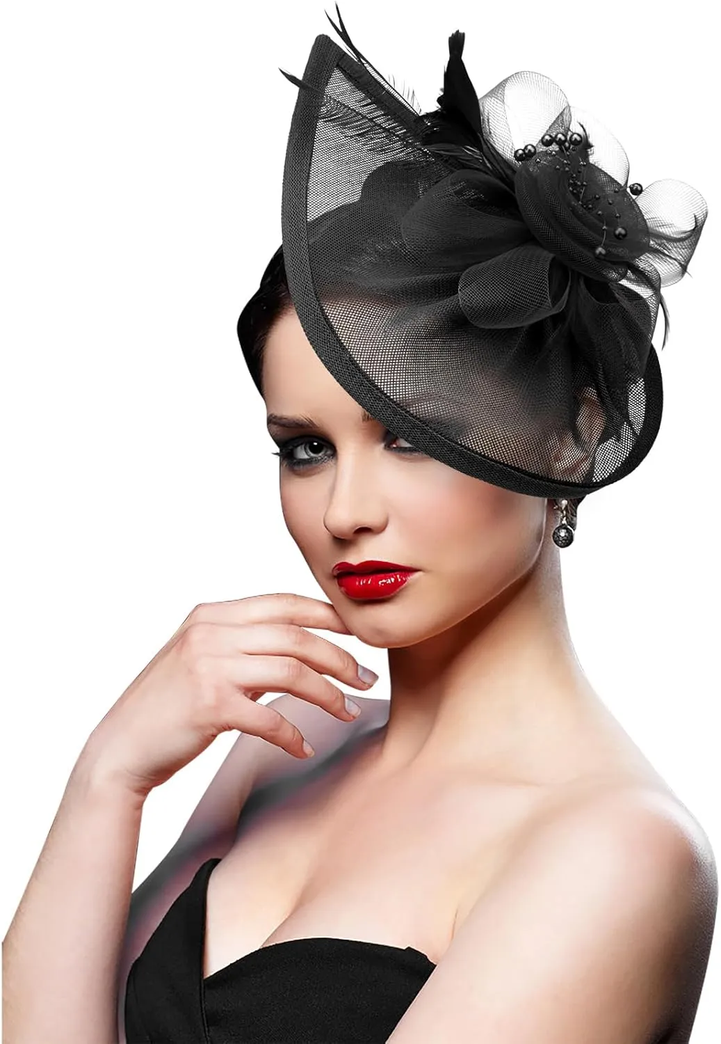 DRESHOW Women Fascinator Hats Tea Party Hat Vintage Pillbox Hat Headband for Cocktail