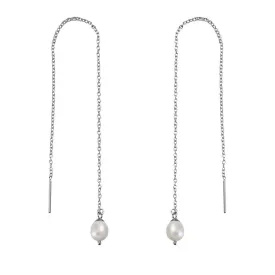 Drop Pearl Threader Earrings
