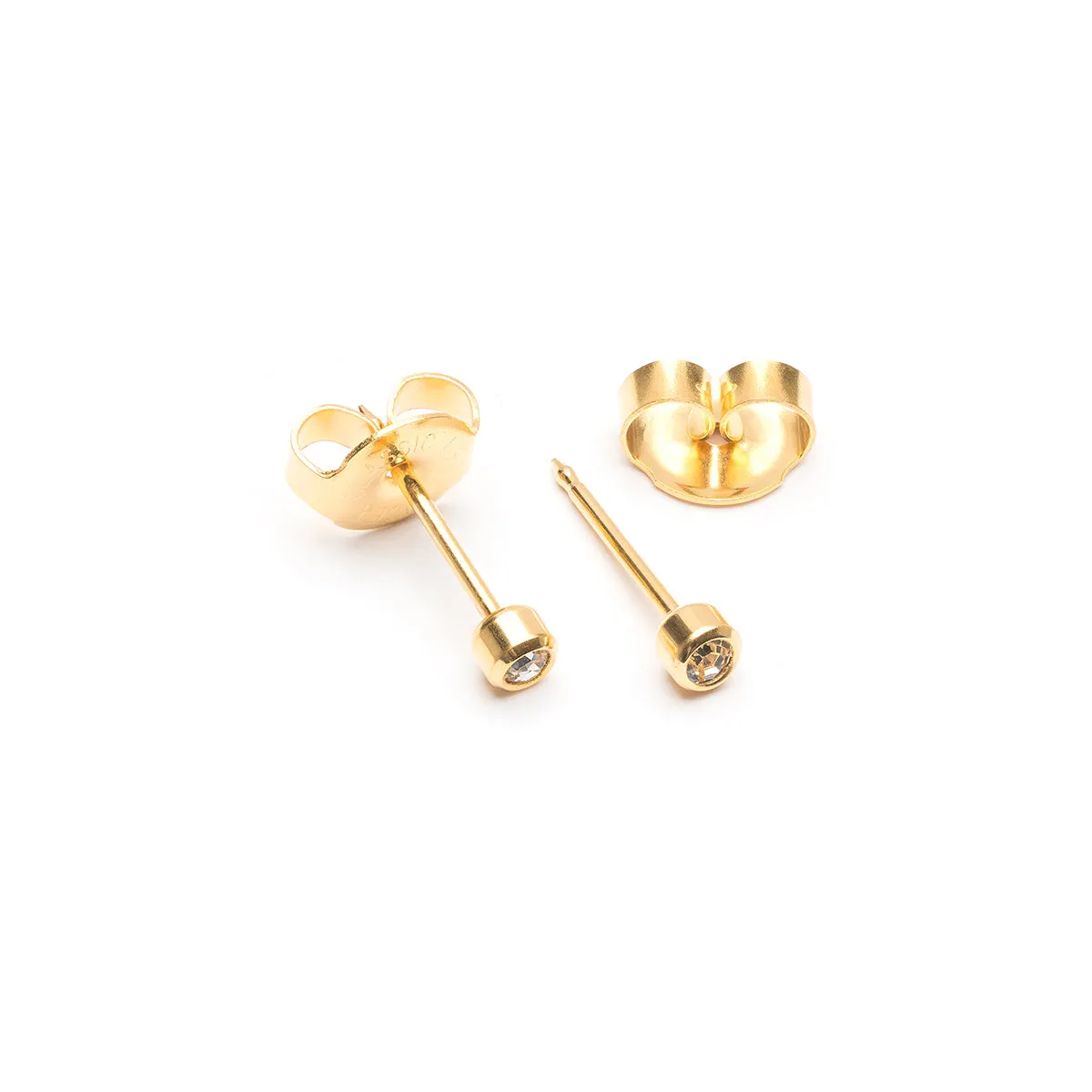 Ear Piercing 2 mm Bazel Crystal Gold Plated Self Piercer