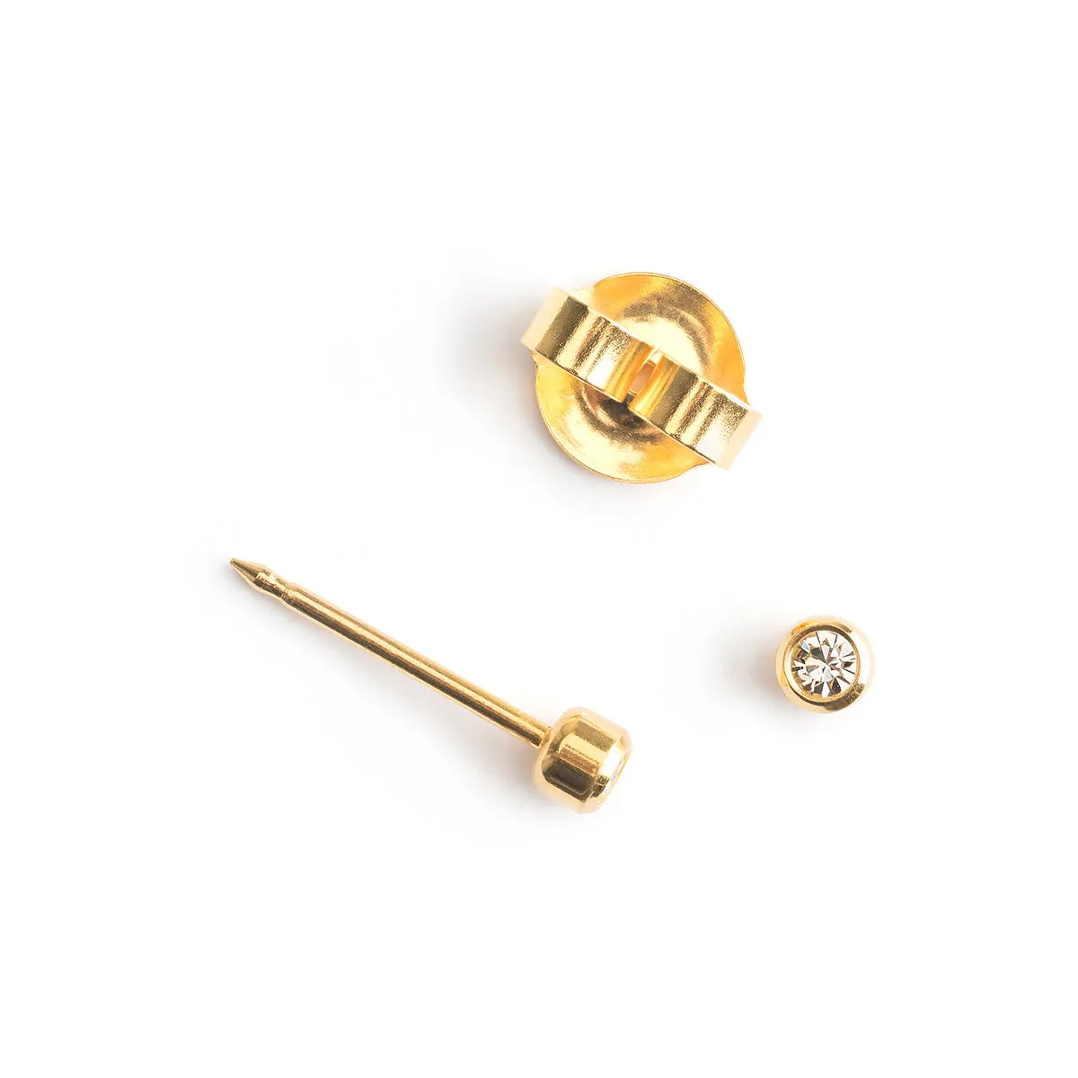 Ear Piercing 2 mm Bazel Crystal Gold Plated Self Piercer