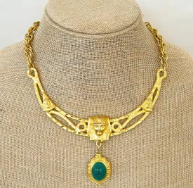 Extremely rare signed CARLYLE vintage Egyptian style statement necklace.