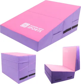 Gymnastics Wedge Mats Folding for Home Use | Incline Mat Cheese Wedge With Waterproof PVC Cover, EPE Foam for Exercise, Tumbling, Yoga, Pilates