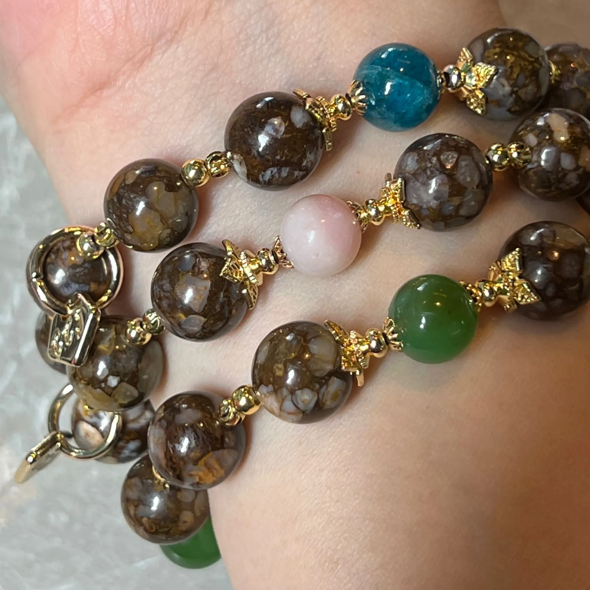 Ironstone Boulder Opal & Chrysoprase Bracelet