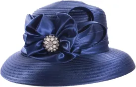 JNKIHAPOT Womens Crystal Satin Ribbon Dressy Church Bridal Hat Fedoras