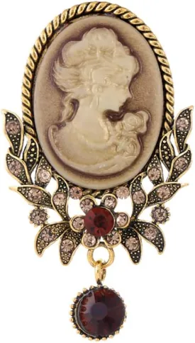 Kokoma Dangling Crystal Lady Portrait Brooch Pin for Women Girls Vintage Victorian Cameo Corsage Lapel Pins Collar Scarf Badge Pins Dress Accessories Jewelry Gifts