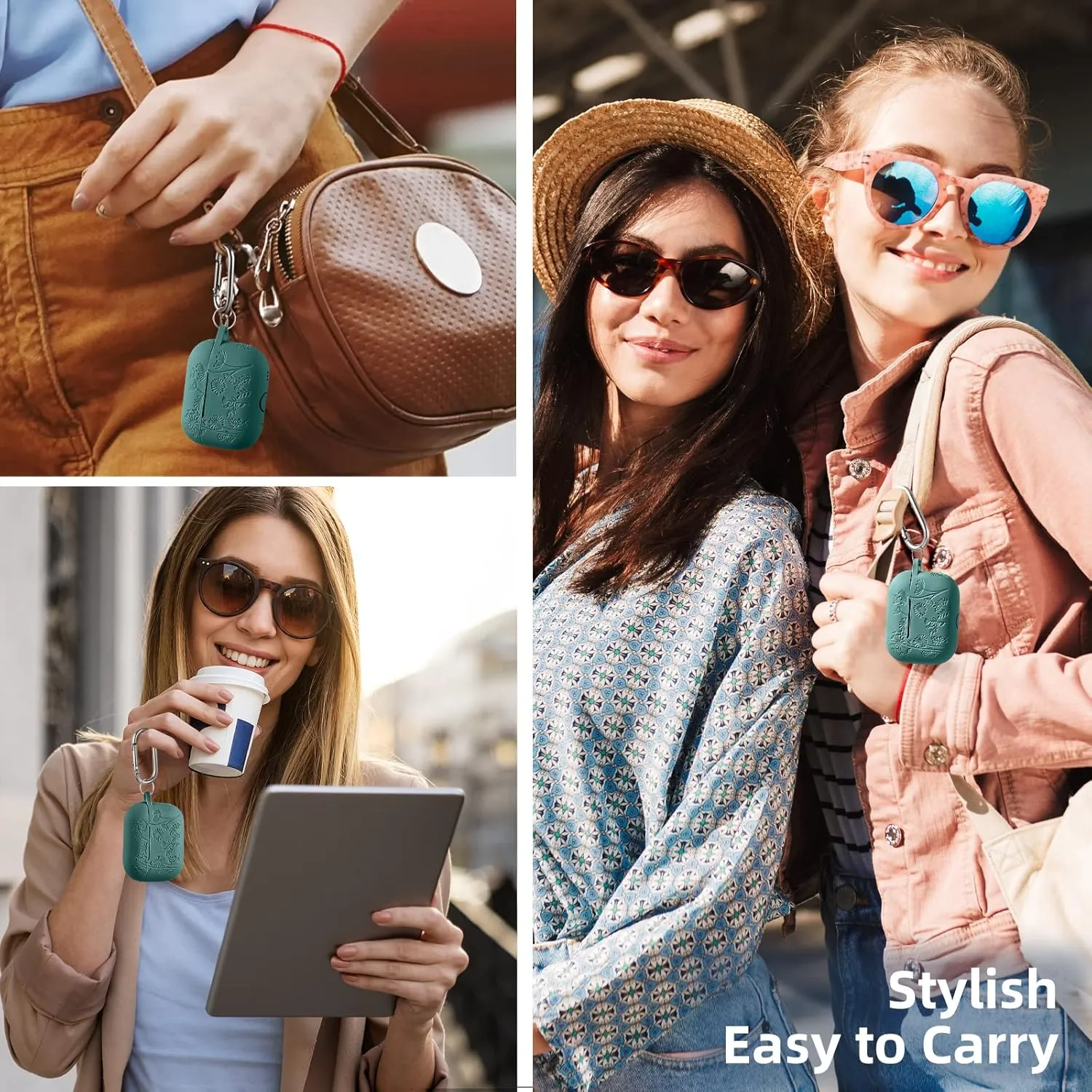Lerobo Flower Engraved Case for AirPods Pro Case 2nd 1st Generation Case Cover,Cute Soft Silicone Skin Full Protective Cover for Airpod Pro Case PineGreen