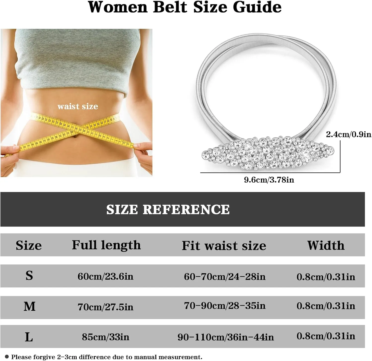 LIMHOO Women's Skinny Metal Waist Belt Elastic Thin Waist Belt for Dress Stretch Chain Belt