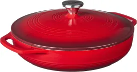 Lodge 3.6 Quart Enameled Cast Iron Oval Casserole With Lid Dual Handles  Oven Safe up to 500 F or on Stovetop - Use to Marinate, Cook, Bake, Refrigerate and Serve  Island Spice Red