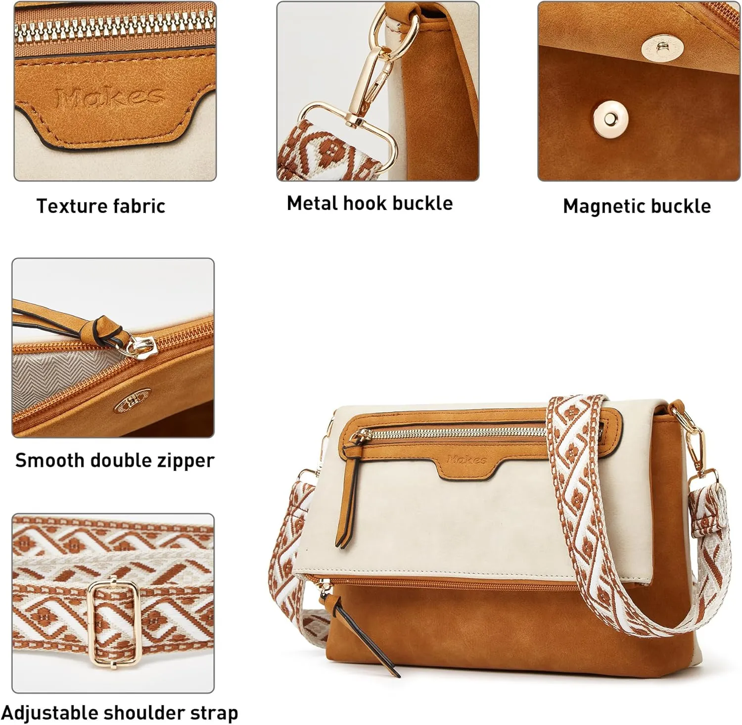 Makes Crossbody Bags for Women,Multi Pocket Crossbody Purses Vegan Leather Shoulder Handbags Travel Purse Adjustable Strap