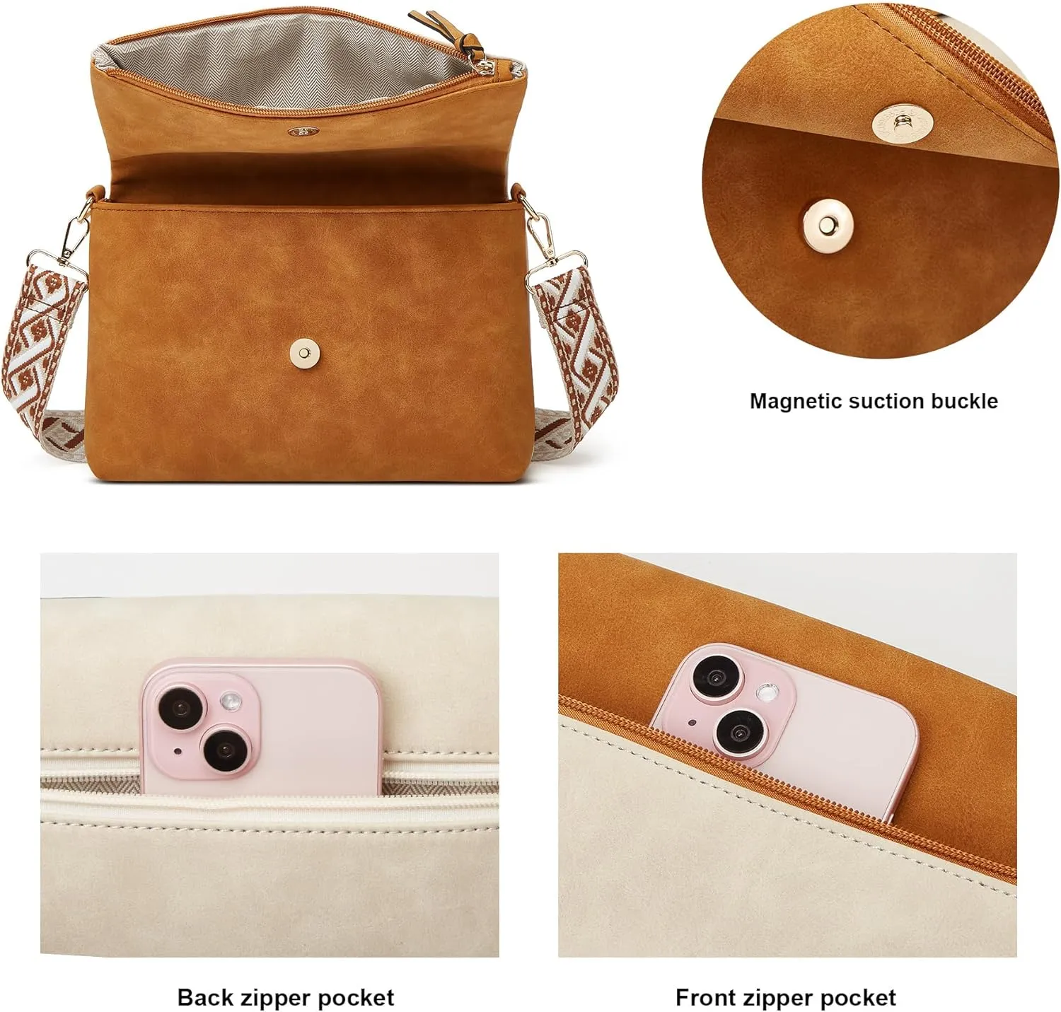 Makes Crossbody Bags for Women,Multi Pocket Crossbody Purses Vegan Leather Shoulder Handbags Travel Purse Adjustable Strap