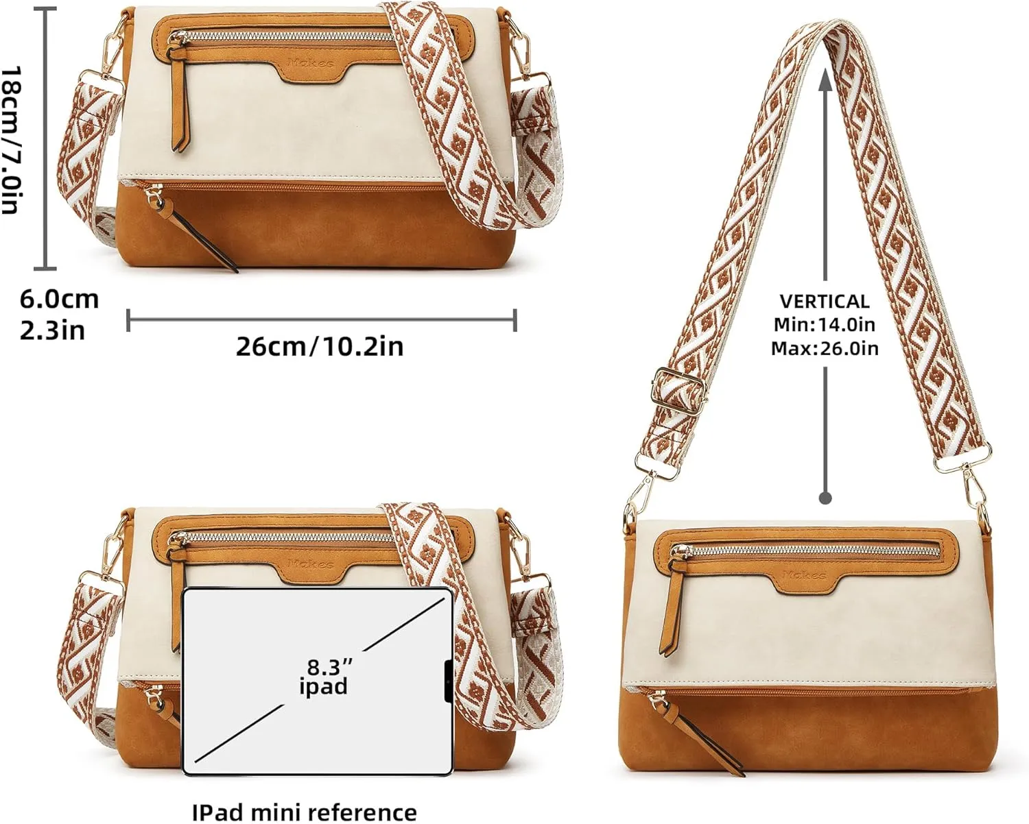 Makes Crossbody Bags for Women,Multi Pocket Crossbody Purses Vegan Leather Shoulder Handbags Travel Purse Adjustable Strap