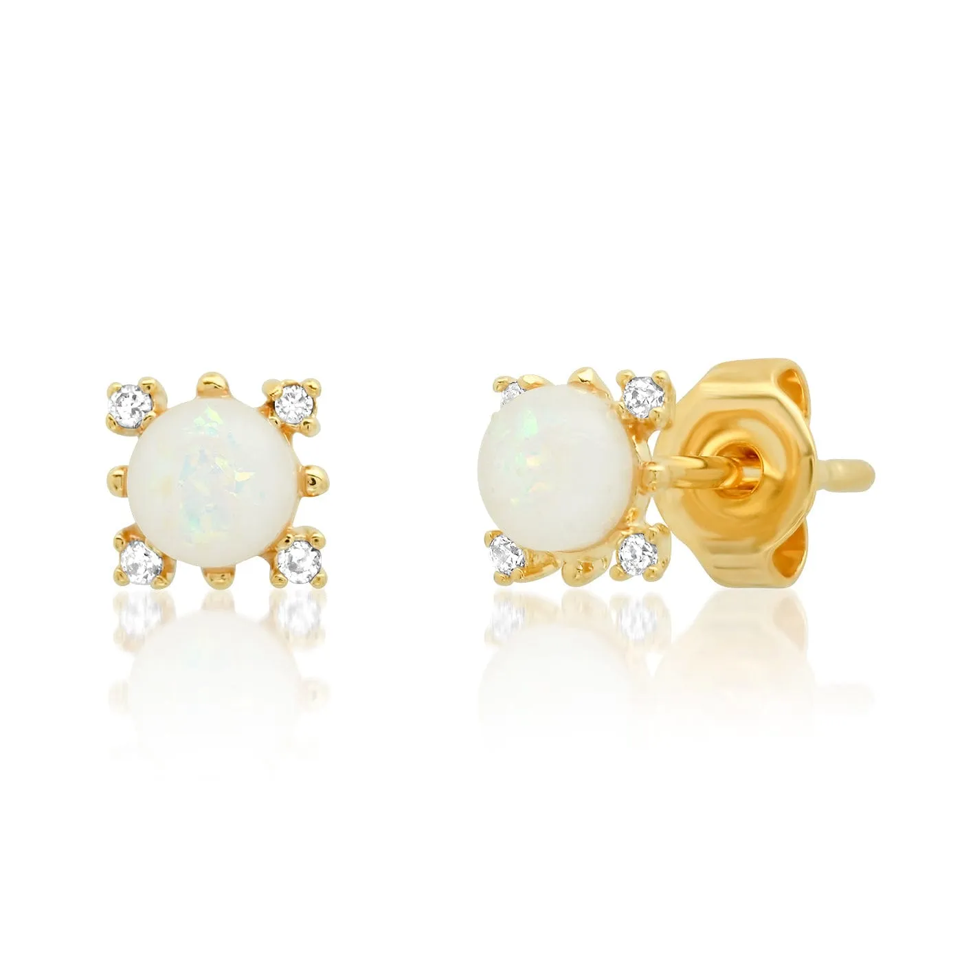 Opal Studs With CZ Accents