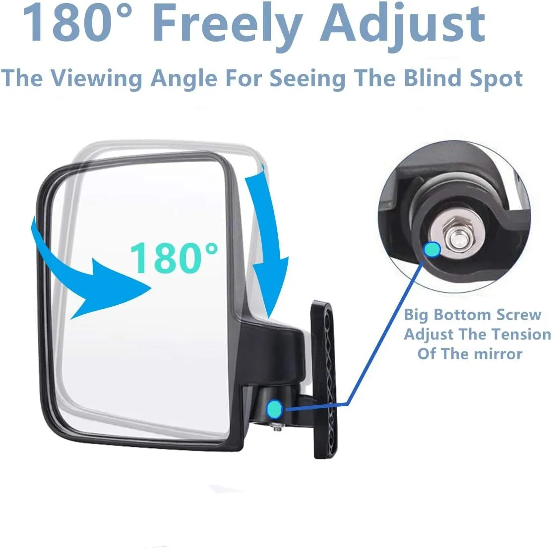 Panoramic Convex Golf Cart Mirror for EZGO, Club Car, Yamaha, Golf Cart Rear View Mirror