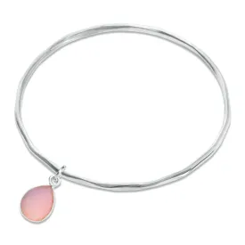 Pink Opal Charm Bangle | Silver - October