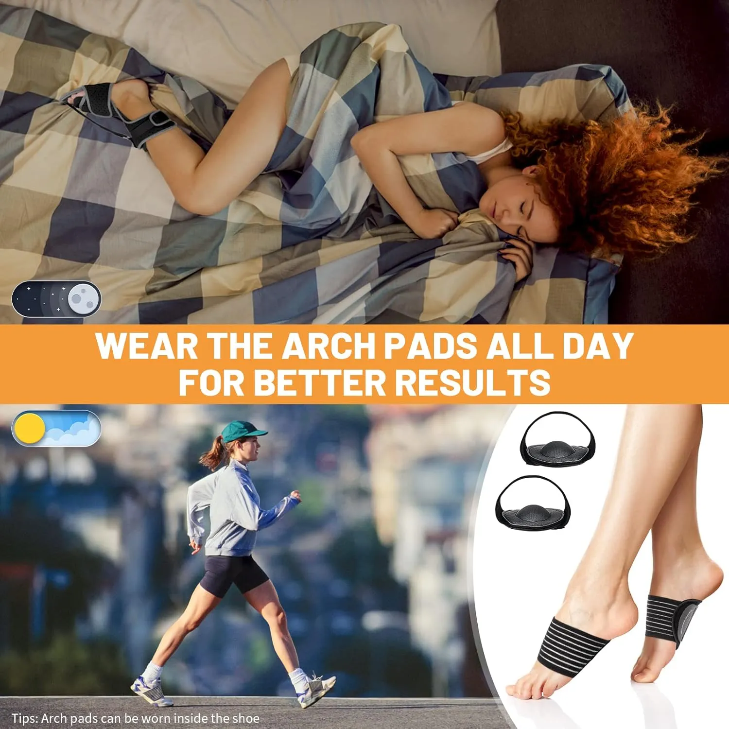 Plantar Fasciitis Night Splint: Adjustable Brace with Arch Support | Dorsal Night Splint for Women Men | Dual Effective Plantar Fasciitis Relief Achilles Tendonitis Foot Drop Heel Pain Black