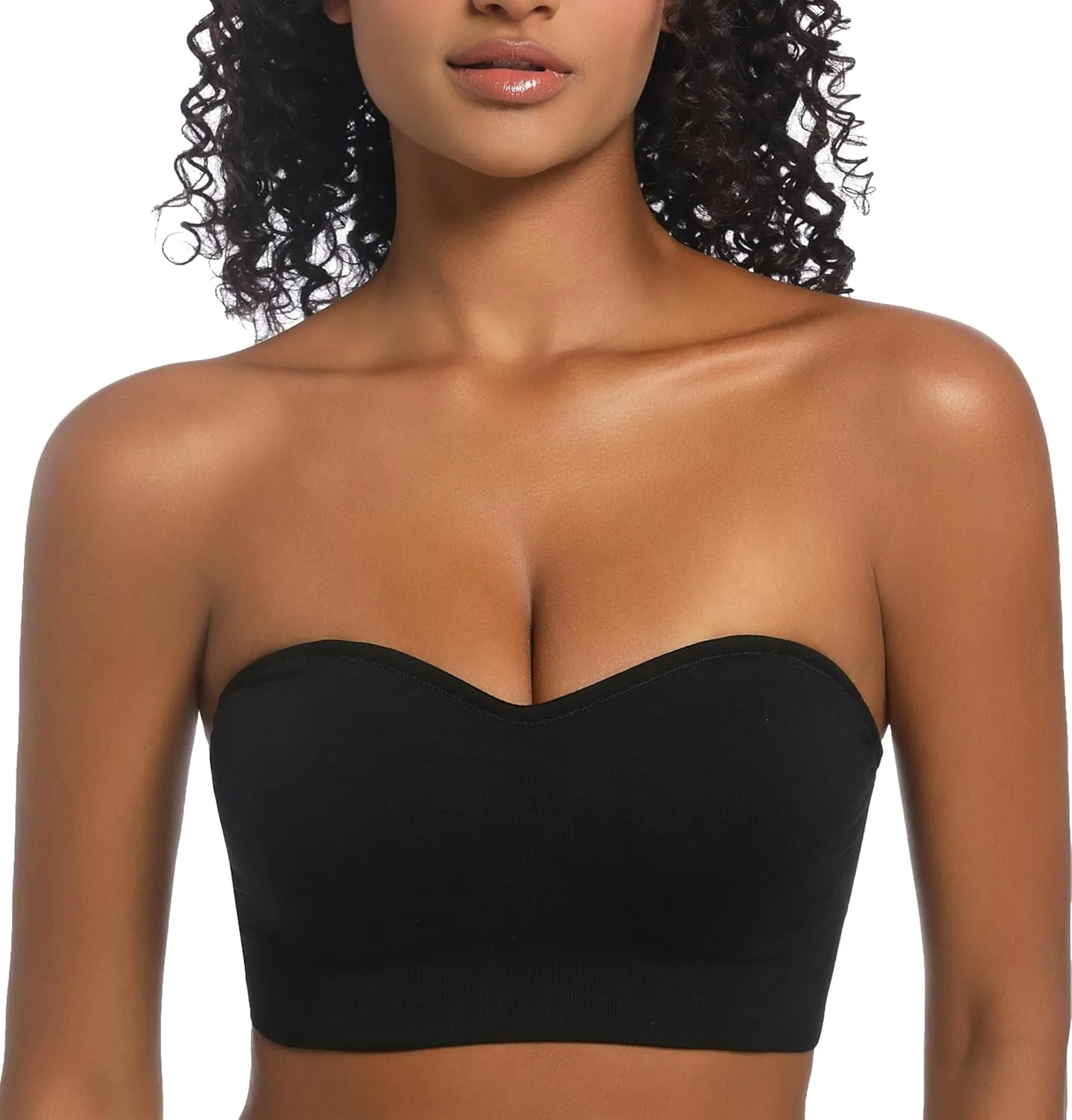 PRETTYWELL Strapless Bra for Women Comfort Non-Slip Seamless Padded Bandeau Bras Wireless Tube Top Bra with Multi-Way Straps