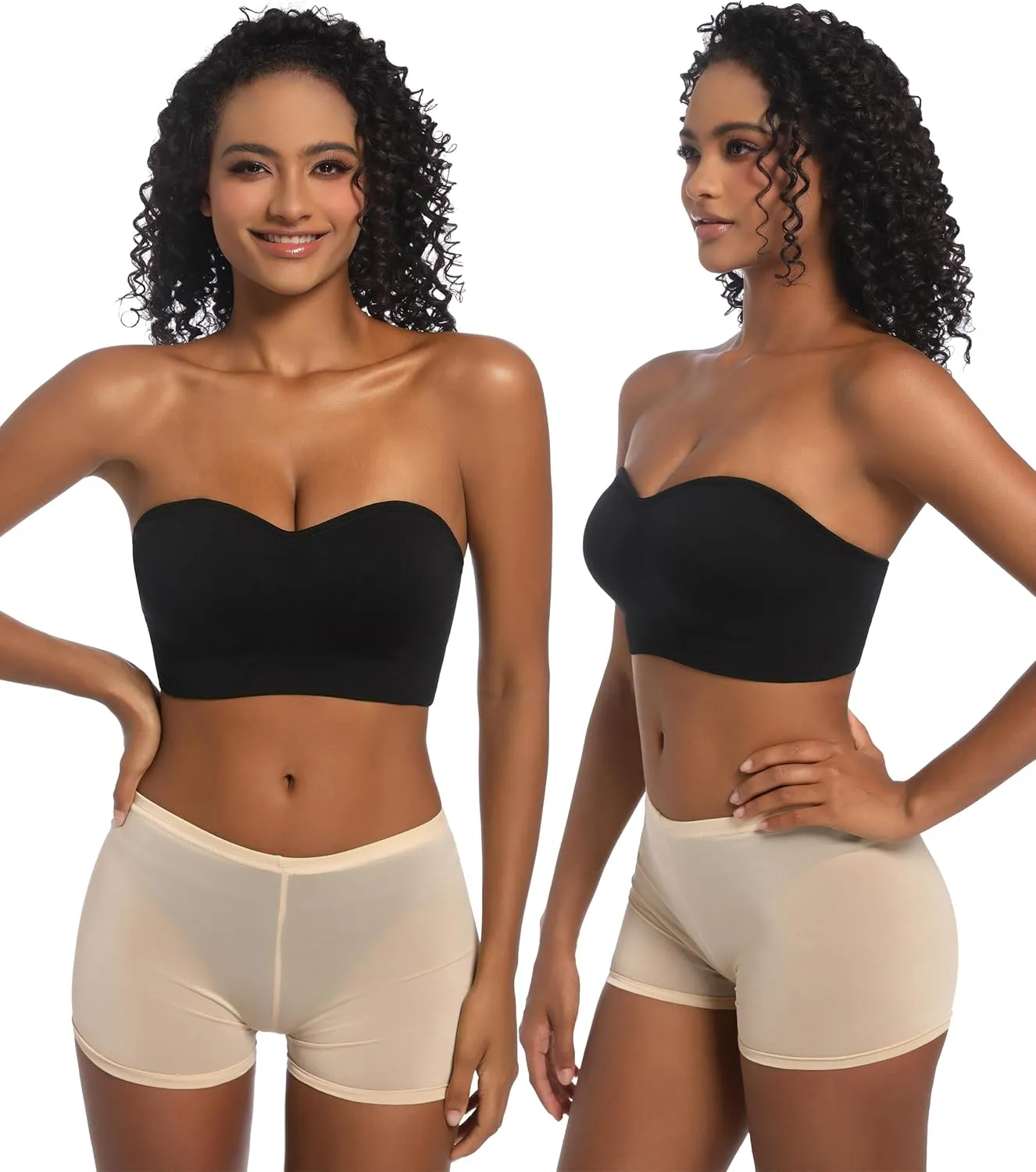 PRETTYWELL Strapless Bra for Women Comfort Non-Slip Seamless Padded Bandeau Bras Wireless Tube Top Bra with Multi-Way Straps