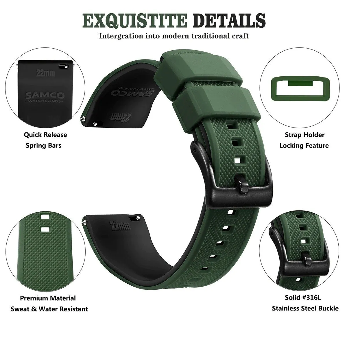 Rafael Silicone Tropic Watch Strap With Black Tang Buckle