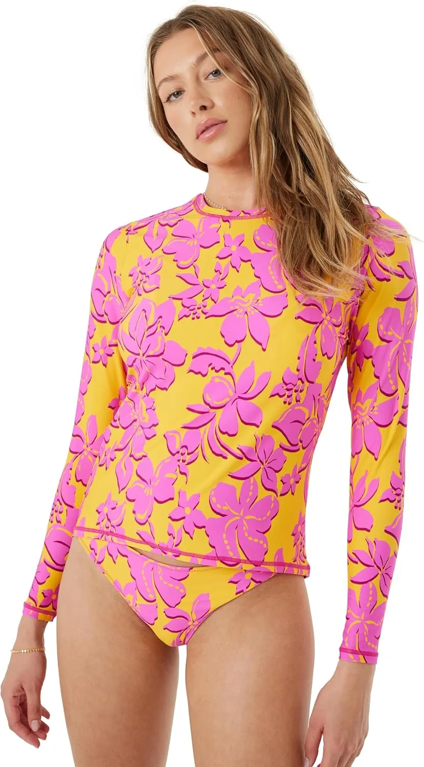 Roxy Women's Long Sleeve Rashguard  UPF 50  Sun Protection, Swim, Surf, Beach Volley, Yoga, Quick-Dry Swim Shirt