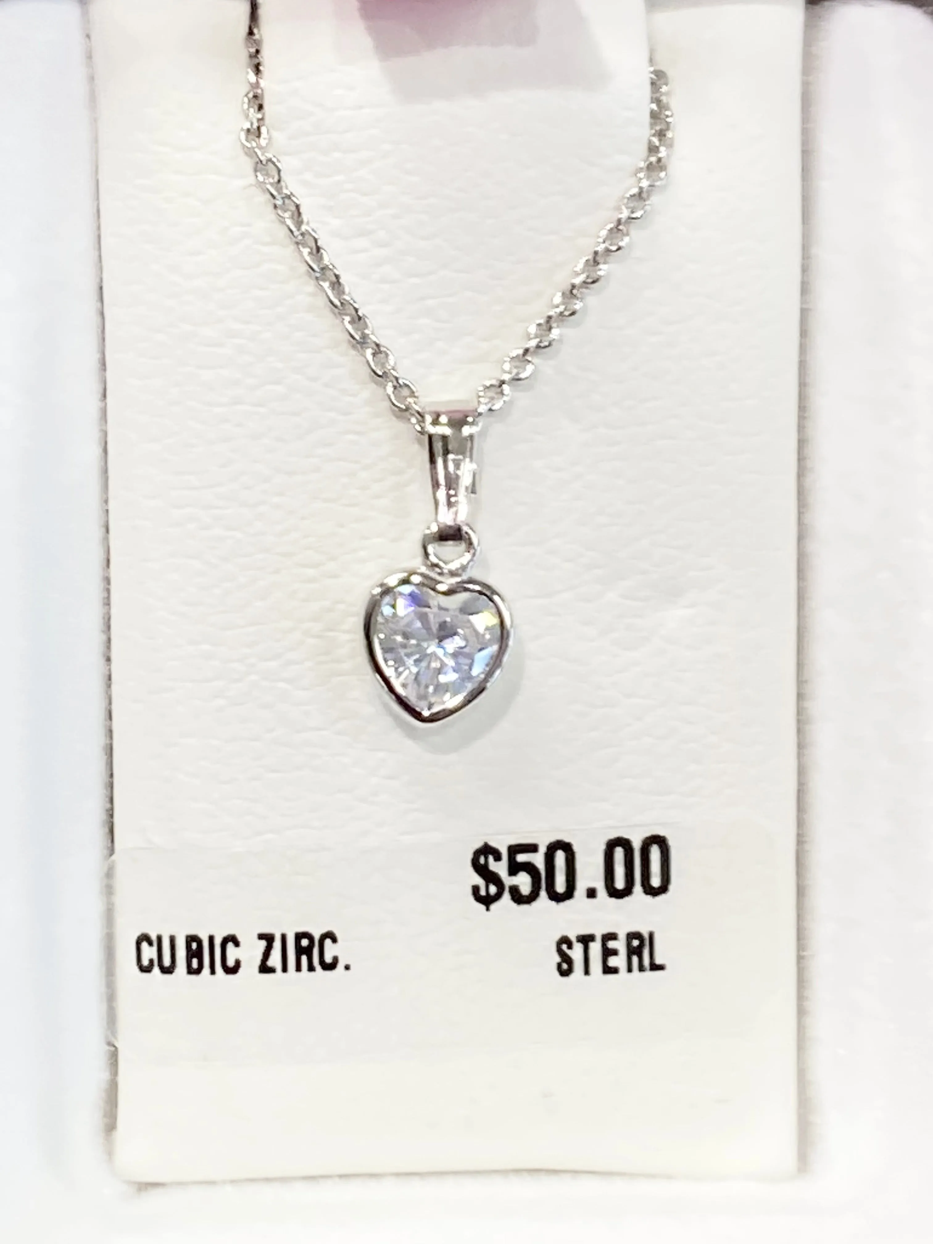 Silver Cubic Zirconia Heart Necklace