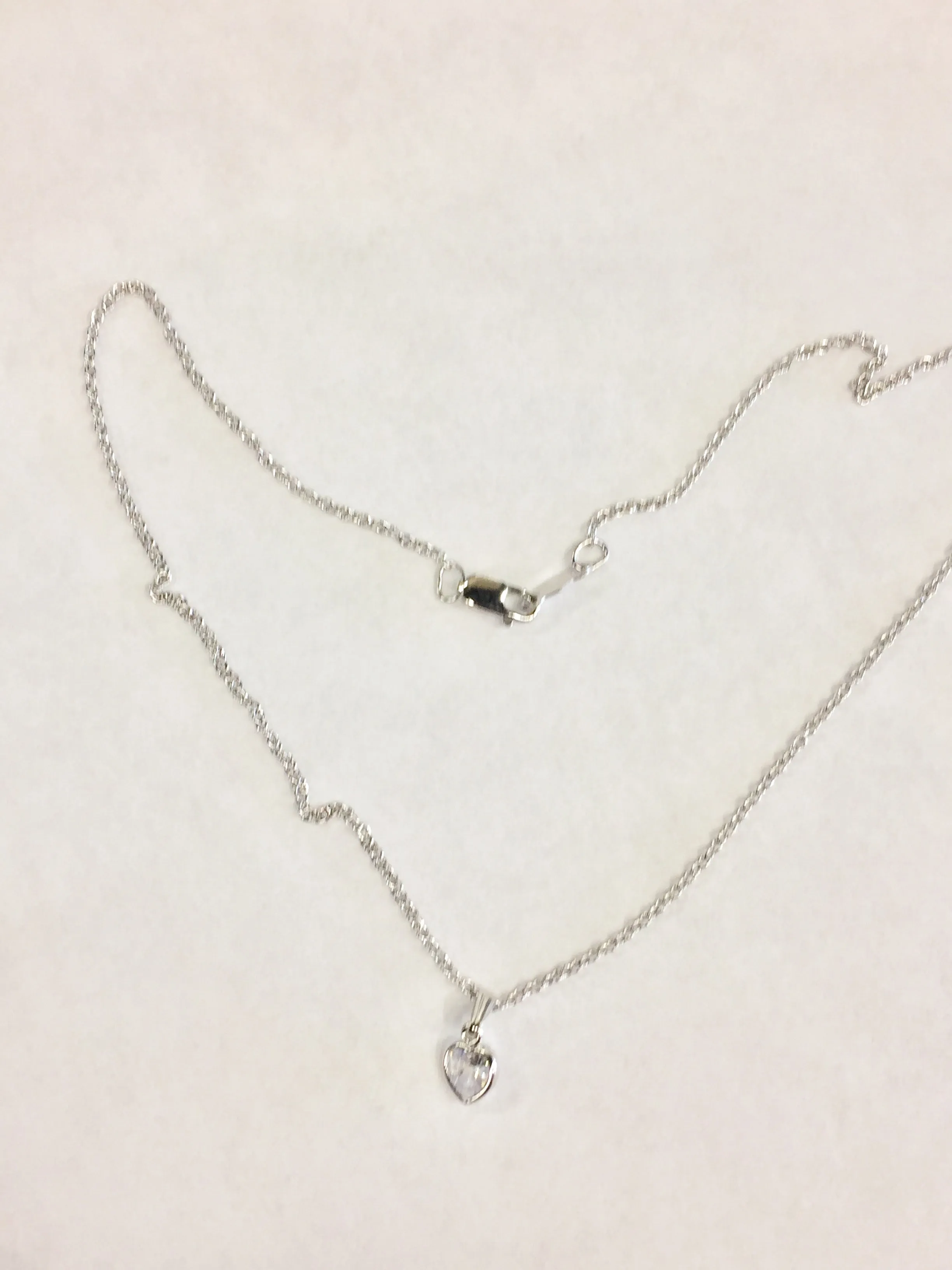 Silver Cubic Zirconia Heart Necklace