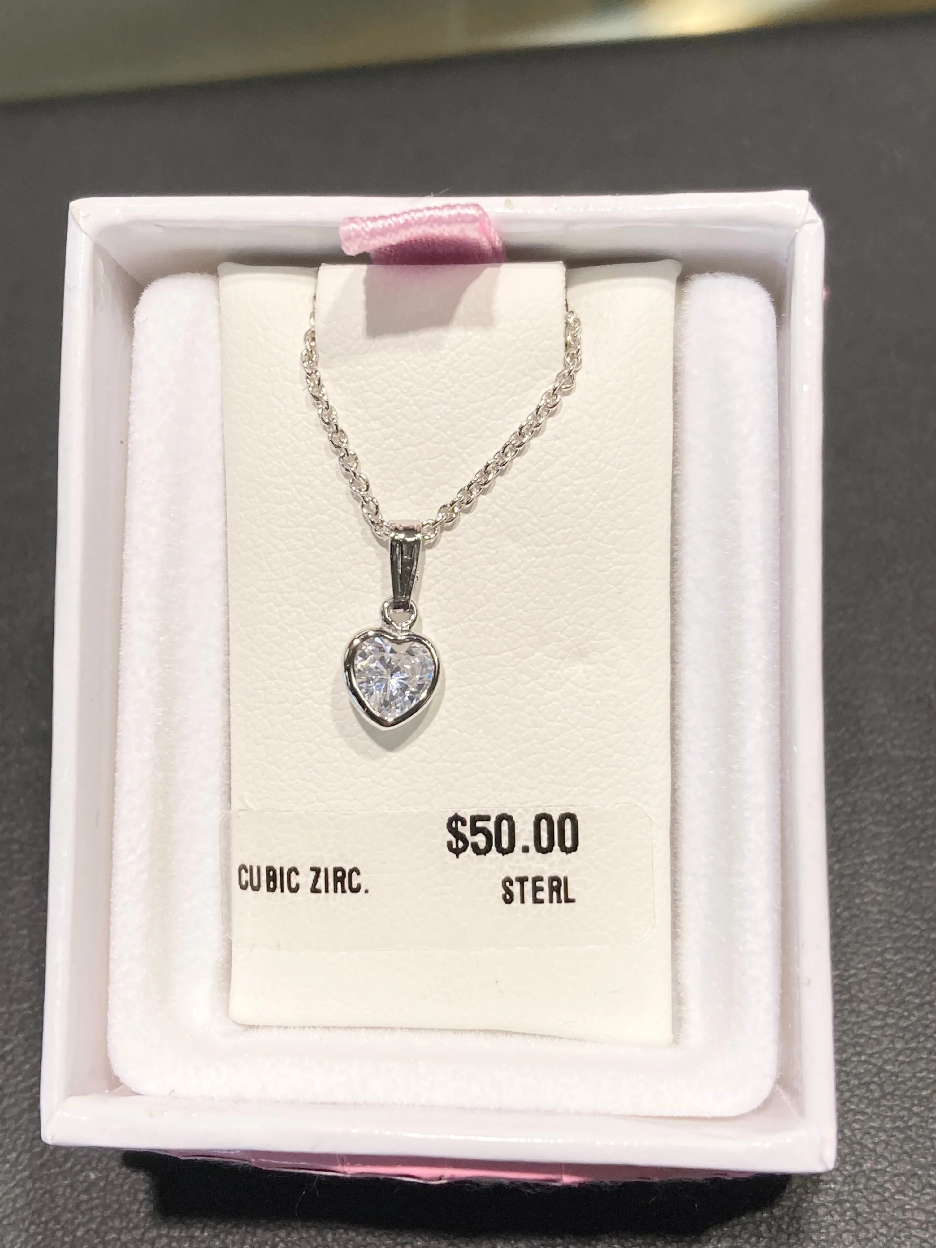Silver Cubic Zirconia Heart Necklace