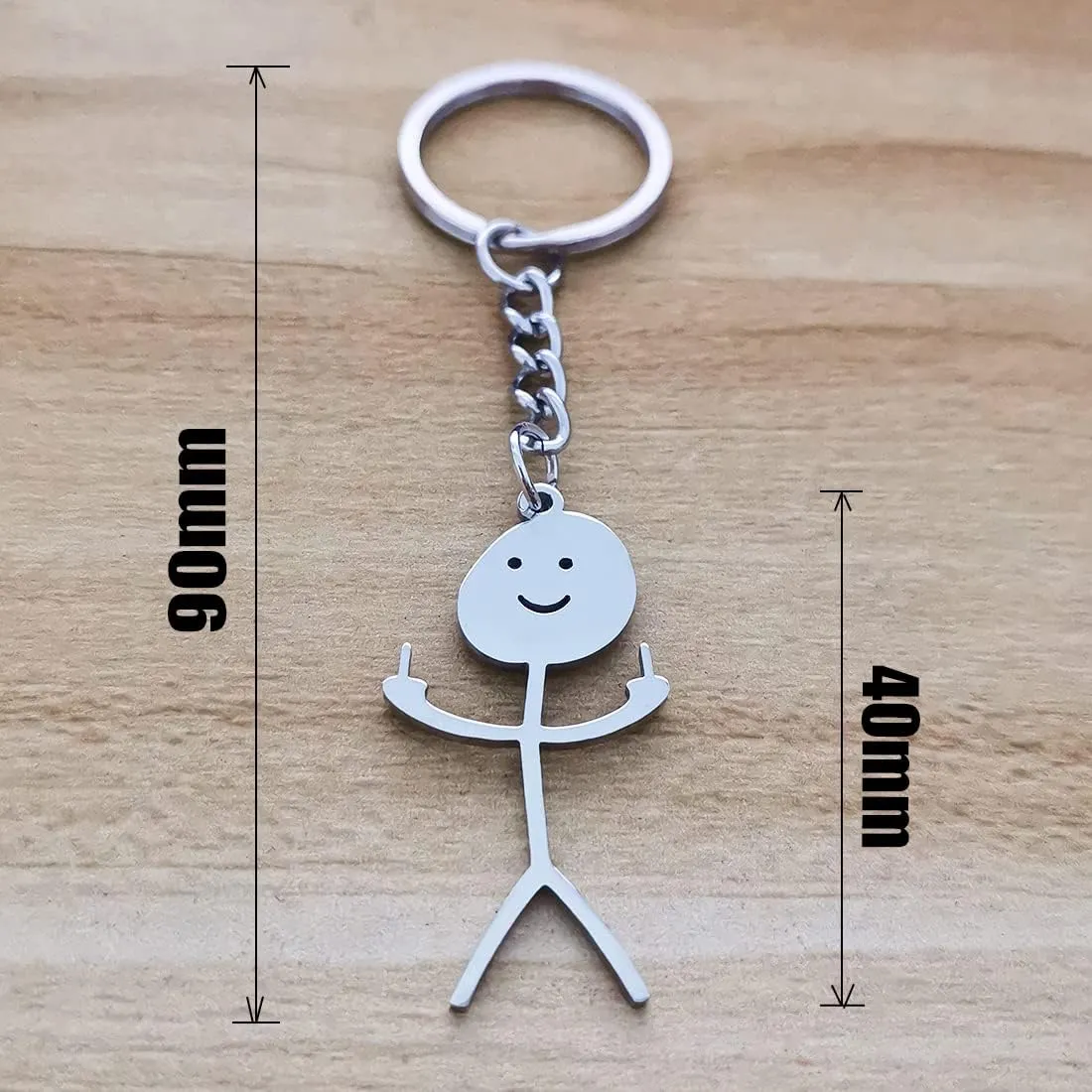 Stainless Steel Funny Doodle Keychain Middle Finger Pendant Keyring Long Distance Friendship Jewelry for Men Women
