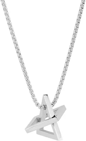 Stainless Steel Geometric Pendant Necklace for Women Men Silver Plated Triangle Cube Dangle Adjustable Long Box Chain Charm Punk Hip Pop Hypoallergenic Jewelry